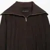 Moda feminina europeia e americana transfronteiriça ZA, popular no AliExpress: conjunto estiloso de jaqueta com zíper e gola alta com calça casual combinando