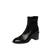 Botas Chelsea de Couro Bovino Lavado de Alta Qualidade com Salto Alto Silencioso Outono/Inverno 2026 Salto Alto Robusto Bico Redondo Versátil Botas de Couro Genuíno para Mulheres