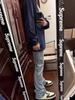 Suéter Bordado Americano Gola Redonda Masculino Inverno com Forro de Lã Espessado Gola Alta Sentido Adolescente Fita Marca de Moda Manga Longa Moda
