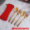 Talheres Portáteis Criativos Banhados a Titânio Conjunto de Talheres para Presente de Hotel Faca e Garfo para Bife de Quatro Peças