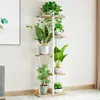 Suporte de planta vertical multicamadas - 4 a 6Suporte de vaso de flores para interior -Design economizador de espaço, altura opcional74 centímetros/94 centímetros/106 centímetros -Estrutura de aço-madeira