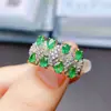 Anillo de Esmeralda Natural Popular al por Mayor de Fábrica Plata S925 Incrustado con Piedra Principal 3*4 Joyería de Lujo Venta Directa de Fábrica