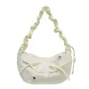 Bolsa Feminina Nova Estilo Fresca e Simples com Laço e Estampa Floral, Adequada para o Trabalho, Estudantes e Aula, Bolsa Tote, Bolsa de Ombro, Bolsa Transversal