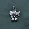 Colgante de borla de pez pequeño de plata de ley S925 Colgante de bola colgante de pez estéreo de estilo nacional Colgante de collar Accesorios de cuerda trenzada de cuentas DIY
