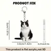 Llavero de gato esmoquin blanco y negro acrílico, diseño de doble cara, adorno para llavero de mascota, adecuado para mochila