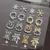 Copos de Nieve Navideños Circonita Joyería Arte de Uñas Diamante Lote Completo Diamante Brillante Dorado y Plateado Guirnalda de Lazos Campana Accesorios para Uñas