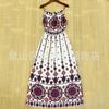 Vestido de tirantes estilo étnico de verano algodón seda estampado fresco bohemio playa cuero cuerda tirantes