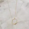 Joia Transfronteiriça Europeia e Americana Simples e Fashion Colar Rombus Quadrado Corrente de Clavícula Hexagonal Recortada Geométrica Retrô para Mulheres
