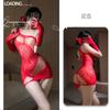 Ropa Interior Sexy Pasión Rojo Año Nuevo Citas Vestido de Red Uniforme Tentación Sexy Hombro Caído Perspectiva Falda para Cadera 8229