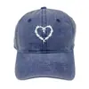 Boné de Beisebol Lavável Popular com Design de Coração e Espinho Bordado, Boné de Beisebol Unisex para Proteção Solar ao Ar Livre
