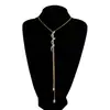 Joyería Transfronteriza Europea y Americana Colgante Sexy con Incrustaciones de Diamantes en Forma de Espiral de Serpiente Collar Largo Moda Estilo Ins Cadena de Suéter