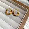 Pendientes de Corazón con Estampado de Leopardo, Aguja de Plata Chapada en Oro Real de 18 Quilates, Pendientes de Lujo Accesible de Gama Alta, Pendientes de Moda Retro Elegantes para Mujer