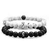 Explosiones Pino Blanco Cuentas Escarchadas Pulsera traje Cuentas Blancas y Negras Pulsera de Pareja Par de Amor Cuentas de Acero Inoxidable