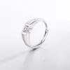 Anel de Casamento Clássico para Casal com Diamantes Prata Esterlina Par Feminino Estilo Ins Moda Simples Masculino Aberto Anel Gravado