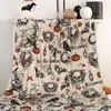 2026 Nueva Manta de Franela de Calabaza Fantasma Tema Personalizado de Halloween Manta para Sofá Manta Retro 3D
