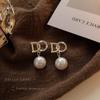 Aretes de Otoño e Invierno de Alta Gama Aretes de Lazo con Perlas Aretes de Moda Coreana Elegante Popular con Colgante para Mujer