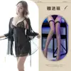 Lingerie Sexy Renda Francesa Transparente Sexy Feminina Suspensório Tule Tentação Tamanho Grande Conjunto de Três Peças Camisola