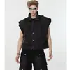 Chaleco Vaquero Corto Desgastado Vintage Estilo Americano High Street para Hombre, Chaqueta sin Mangas Moderna para Primavera y Verano