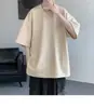Venta Directa de Fábrica Tendencia Nuevo Estilo Artístico Moda Simple Verano Nuevo Manga Corta Textura Waffle Camiseta de Gama Alta para Hombre