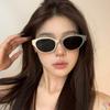 Óculos de sol estilo coreano vintage olho de gato metal de alta qualidade estilo côncavo rua sessão de fotos óculos de sol femininos com proteção UV rosto quadrado
