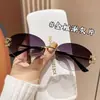 Novos Óculos de Sol Sem Aro Estilo Europeu e Americano Personalizados Versáteis Proteção Solar Óculos de Sombra Óculos de Sol Unisex de Alto Padrão para Negócios