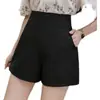Shorts de terno preto de verão feminino cintura alta outono solto slim fit modelador perna larga fino para usar por cima shorts de bota fada