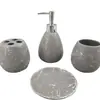 Conjunto Cerâmico de Banheiro de Quatro Peças com Copos de Enxaguante Bucal e Porta-Escovas de Dente em um Conjunto de Acessórios de Banheiro Branco