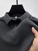 Camisa polo de manga curta de cor sólida, ajuste fino, gola combinada, camiseta masculina, verão 2025, moda, lapela, casual