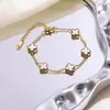 Pulsera de Trébol de Cuatro Hojas de 9 mm Superventas Transfronterizo Acero de Titanio 18K Moderna al por Mayor Adornos Europeos y Americanos para Mujer Nicho Lujo Ligero Sensación de Alta Gama