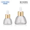 Botella semicircular transparente para aceites esenciales de 15 ml y cuentagotas para esencias de 30 ml, dispensadora de líquidos cosméticos.