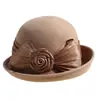 Rongmei 2026 Nuevo Sombrero Clásico Hepburn Transfronterizo con Ala Curva, Sombrero de Mezcla de Seda y Lana, Elegante Sombrero de Estilo Francés