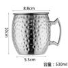 Copo Moscow Mule de Aço Inoxidável 304 Transfronteiriço Amazon Banhado a Cobre com Acabamento Martelado Copo Tambor com Linhas de Martelo para Bar KTV Copo de Coquetel