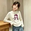 Camiseta Interior de Polar con Cuello Redondo para Niñas Otoño Invierno Ropa Interior Casual Infantil Top Cálido Talla Mediana y Grande Camiseta Infantil con Estampado de Dibujos Animados