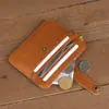 12224 Porta-Cartões de Couro com Fivela de Cera de Óleo Vintage para Homens, Carteira de Couro Multifuncional para Moedas para Mulheres, Estojo de Couro para Carteira de Motorista