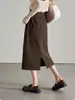Calidad de mostrador 2023 otoño nueva moda cintura alta suelto adelgazante terciopelo de arroz glutinoso cómodo abertura trasera falda para mujer Otoño