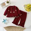 Conjunto de Suéter para Bebé, Suéter de Bebé con Cuello Redondo, Cárdigan Tejido, Suéter Estilo Coreano, Pantalones Rectos, Traje de Gateo para Bebé Niña Estilo Coreano