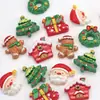 Pinzas para el pelo festivas de color crema con Santa Claus de Navidad, materiales para manualidades DIY, accesorios, componentes de resina, para ventas transfronterizas