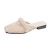 Zapatos Suaves de Tarde Bajo Tacón Punta Hueca Medias Zapatillas Verano Mujer Ropa Exterior 2025 Nuevo Estilo Deslizables Sandalias Francesas