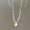 Collar Colgante Dopamina Estilo Vacaciones en la Playa Moda Fresco Versátil Cadena para Clavícula Joyería de Nicho de Alta Gama para Mujeres