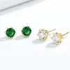 Pendientes de Plata de Ley 925 con Seis Garras y Circonita para Mujer Estilo Coreano Personalidad Simple Chapados en Oro de 18K Pendientes para Adelgazar el Rostro Redondo Joyería
