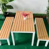 Cadeiras de Pátio para Jardim, Conjunto de Cadeiras Banco de Madeira-Plástico Anti-Corrosão para Varanda de Jardim, Material de Liga de Alumínio à Prova de Sol para Exterior