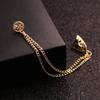 F038 Broche de máscara de diamantes de imitación coreanos para hombre y mujer, ramillete para traje, cadena con borla, insignia, pin para cuello, accesorios de ropa