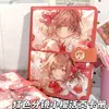 Álbum de Cartões A5 Sakura Red Storyboard Anime Couro Caderno de Folhas Soltas Livro de Mão de Alto Valor Álbum de Armazenamento de Cartões Pequenos