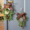 Ornamento de galho artificial de pinheiro de Natal para pendurar, Decoração de pequena árvore de Natal invertida, Laço, Floco de neve, Decoração de estrela, Pendente de porta