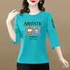 Camisetas de manga tres cuartos de marca para comercio exterior transfronterizo, camisas de moda y con estilo para madres y mujeres de mediana edad y mayores