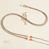 Cordão para Pingente Dzi de Cera de Abelha, Corda com Pingente Dupla Face, Fivela de Segurança de Jade, Corda com Pingente de Cruz, Corda Artesanal Venda por Atacado
