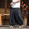 Calça Harem Masculina Jacquard Estilo Chinês Padrão Escuro Seda de Gelo Nove Pontos 8XL Quente Tamanho Grande Verão Fina Solta Senso de Design