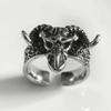 Anillo de cabeza de oveja retro europeo y americano moderno para hombre, diseño de nicho, anillo para dedo índice hip hop oscuro abierto, joyería animal dominante