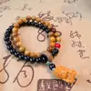Pulsera de semillas de pasión de sándalo verde de doble círculo pulsera para hombres y mujeres nuevo estilo chino estilo ins cuentas de rosario joyería de mano