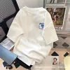 Camisetas unisex de manga corta de cinco cuartos, holgadas, con estampado de dibujos animados, para verano, al por mayor para fabricantes, en tallas grandes